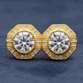 Hiphop Jewelry 925 Sterling Silver VVS Round Cut Emerald Cut Moissanite Stud pentagon Earring