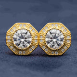 Hiphop Jewelry  925 Sterling Silver VVS Round Cut Emerald Cut Moissanite Stud pentagon Earring