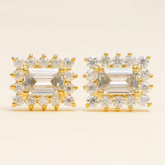 GL Hiphop Jewelry 925 Sterling Silver VVS Round Cut Emerald Cut Moissanite Stud Earring