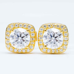 GL Hiphop Jewelry 925 Sterling Silver VVS Round Cut Moissanite Stud Earring