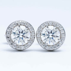 GL Hiphop Jewelry 925 Sterling Silver VVS Round Cut Moissanite Stud Earring