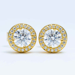 GL Hiphop Jewelry 925 Sterling Silver VVS Round Cut Moissanite Stud Earring