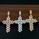 GL Full Baguette 5A+ Diamond Cube Chian Style Hip Hop Custom Cross Pendant