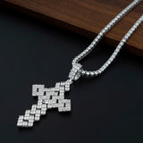 GL Full Baguette 5A+ Diamond Cube Chian Style Hip Hop Custom  Cross Pendant