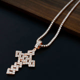 GL Full Baguette 5A+ Diamond Cube Chian Style Hip Hop Custom  Cross Pendant