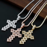 GL Full Baguette 5A+ Diamond Cube Chian Style Hip Hop Custom  Cross Pendant