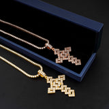 GL Full Baguette 5A+ Diamond Cube Chian Style Hip Hop Custom  Cross Pendant