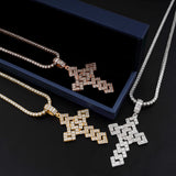 GL Full Baguette 5A+ Diamond Cube Chian Style Hip Hop Custom  Cross Pendant