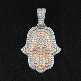 GL Hip Hop Hamsa Two-tone Metal S925 Silver Moissanite Diamonds Pendant