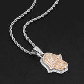 GL Hip Hop Hamsa Two-tone Metal S925 Silver Moissanite Diamonds Pendant