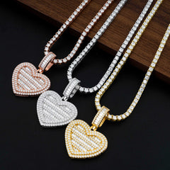 GL Heart Shape Double Halo S925 Silver Baguette Cut Moissanite Pendant