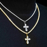 GL Hexagon Cut Moissanite Diamond Cross Pendant Necklace