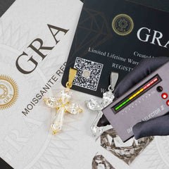 GL Hexagon Cut Moissanite Diamond Cross Pendant Necklace