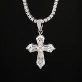 GL Hexagon Cut Moissanite Diamond Cross Pendant Necklace