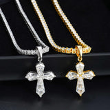 GL Hexagon Cut Moissanite Diamond Cross Pendant Necklace