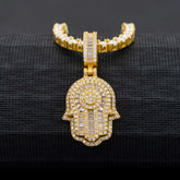 GL Hand of Fatima Hip Hop Jewelry Brass Diamond Pendant