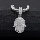 GL Hand of Fatima Hip Hop Jewelry Brass Diamond Pendant