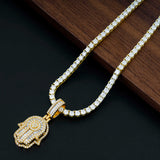 GL Hand of Fatima Hip Hop Jewelry Brass Diamond Pendant