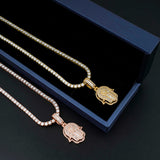 GL Hand of Fatima Hip Hop Jewelry Brass Diamond Pendant