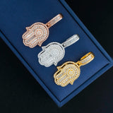 GL Hand of Fatima Hip Hop Jewelry Brass Diamond Pendant