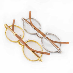 GL Hip Hop Iced Out 5A+ Diamond With Wooden glasses legs Glasses