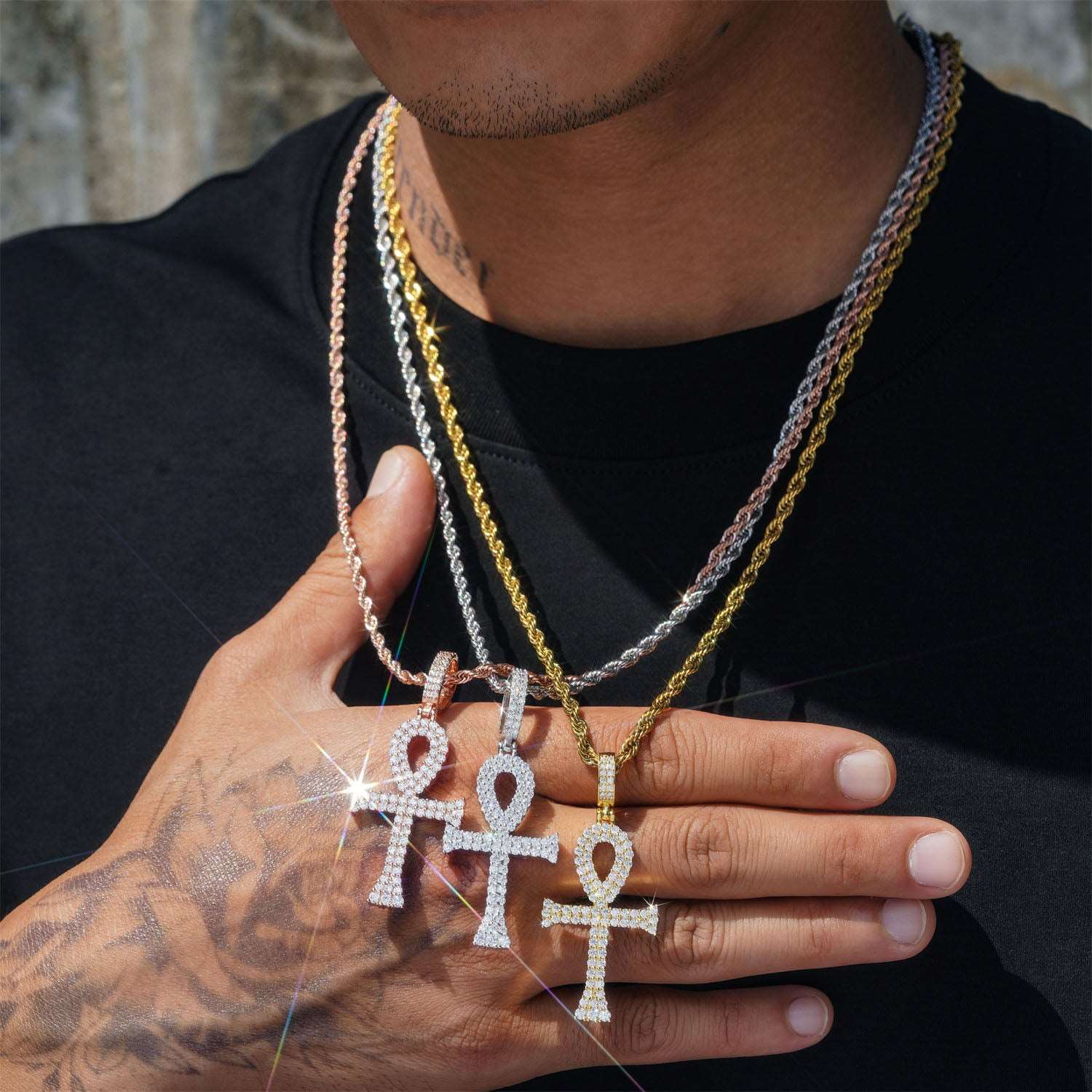 Circle Cross 925 Sterling Silver Moissanite Pendant