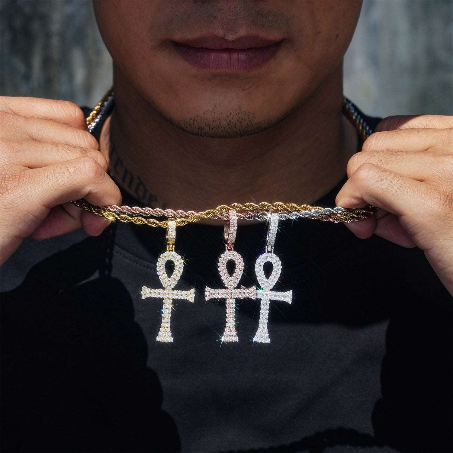 Circle Cross 925 Sterling Silver Moissanite Pendant