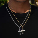 Cross 925 Sterling Silver prong inlay Moissanite Pendant