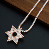 GL Iced Out Hip Hop Brass Zircon Hexagram Pendant