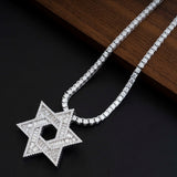 GL Iced Out Hip Hop Brass Zircon Hexagram Pendant