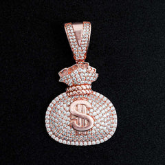 GL Hip Hop VVS Moissanite Iced Out Money Bag Pendant