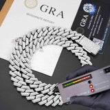 GL 15mm iced out 3 rows Moissanite Hip Hop Jewelry 925 Silver Cuban Link Chain