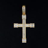 GL VVS Baguette Diamond Hip Hop Iced Out Christian Jesus Cross Pendant