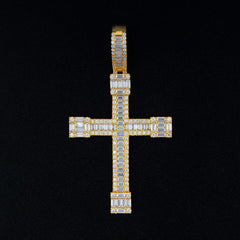GL VVS Baguette Diamond Hip Hop Iced Out Christian Jesus Cross Pendant