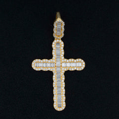 GL Hip Hop Iced Out Baguette Diamond Cross Pendan