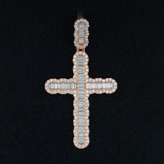GL Hip Hop Iced Out Baguette Diamond Cross Pendan