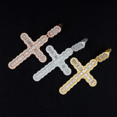 GL Hip Hop Iced Out Baguette Diamond Cross Pendan