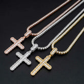 GL Hip Hop Iced Out Baguette Diamond Cross Pendan