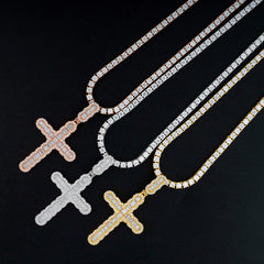 GL Hip Hop Iced Out Baguette Diamond Cross Pendan