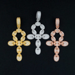 GL lced Out VVS Moissanite Diamond Ankh Cross Pendant