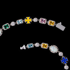 GL 5A Colored Zircon Combination White Opal Sparkling Necklace