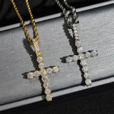 GL Classic Cross Silver Prong Inlay Moissanite Pendant