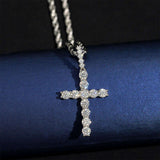 Cross 925 Sterling Silver prong inlay Moissanite Pendant