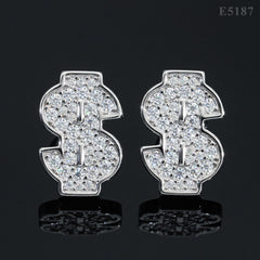 GL Luxury Dollar Earrings Screw Back 925 Sterling Silver Iced Out VVS Moissanite Hip Hop Earring