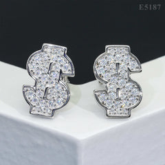 GL Luxury Dollar Earrings Screw Back 925 Sterling Silver Iced Out VVS Moissanite Hip Hop Earring