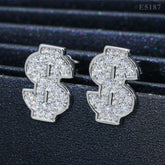 GL Luxury Dollar Earrings Screw Back 925 Sterling Silver Iced Out VVS Moissanite Hip Hop Earring