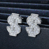 GL Luxury Dollar Earrings Screw Back 925 Sterling Silver Iced Out VVS Moissanite Hip Hop Earring