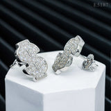 GL Luxury Dollar Earrings Screw Back 925 Sterling Silver Iced Out VVS Moissanite Hip Hop Earring