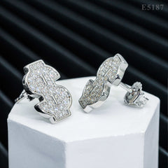 GL Luxury Dollar Earrings Screw Back 925 Sterling Silver Iced Out VVS Moissanite Hip Hop Earring