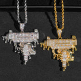 GL Hip Hop People’s Favorite gun shaped Brass Zircon Pendant